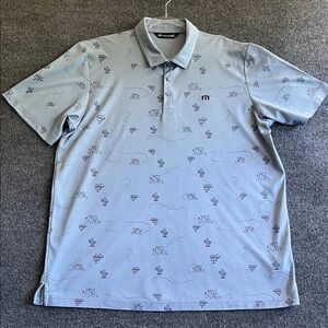 TravisMathew Light Blue Desert Golf Graphic Print Polo